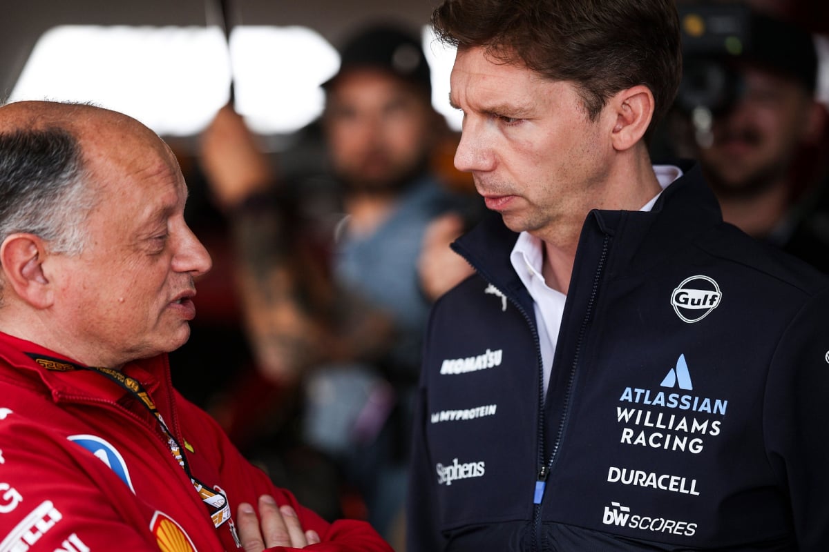 Ferrari boss Fred Vasseur and Williams principal James Vowles in conversation