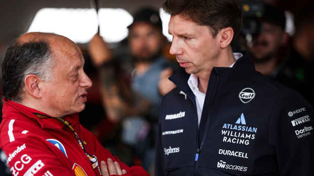 Ferrari boss Fred Vasseur and Williams principal James Vowles in conversation