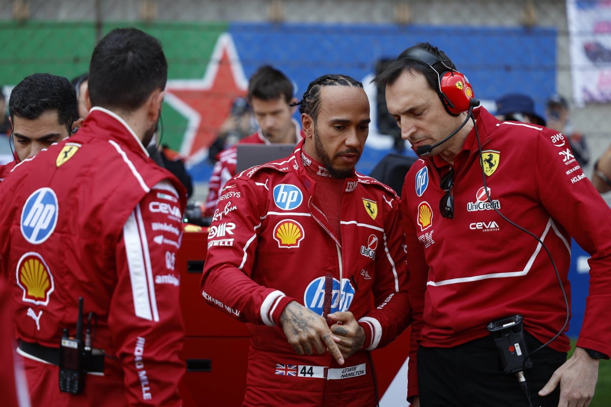 Lewis Hamilton and Riccardo Adami in conversation